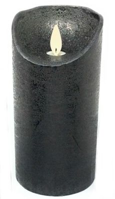 LED echtwachs Stumpenkerze 15 cm Anthrazit Timer bewegliche Flamme Kerze Teelicht
