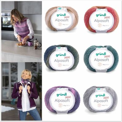 50g Gründl Alpasoft Farbverlaufsgarn Wolle zum Stricken Häkeln GP 159,80€/1kg