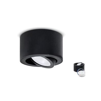 Aufbauspot OH36 Deckenleuchte RUND Farbe Schwarz Deckenstrahler Aluminium IP20 LED