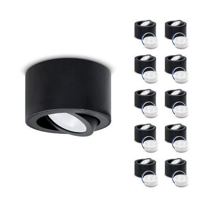 Aufbauspot OH36 Deckenleuchte RUND Farbe Schwarz Deckenstrahler Aluminium IP20 LED