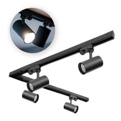 Schienensystem Komplett-Set 1m+1m, L rechts, 4x Lampe, 2x Kappe Schwarz
