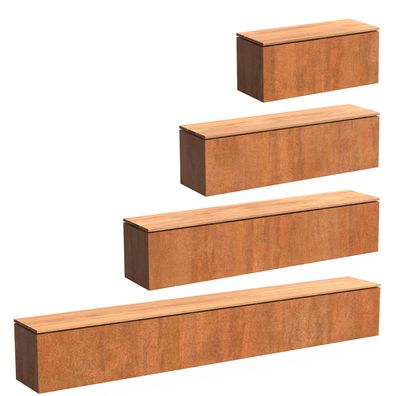 ADEZZ Sockel mit Sitz in Cortenstahl