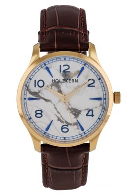 Holzkern Herrenuhr Primetime Howlith/Goldfarben