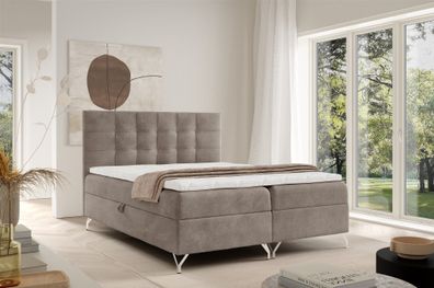 Boxspringbett Schlafzimmerbett Candela Premium 120x220cm Stoff Coral Beige