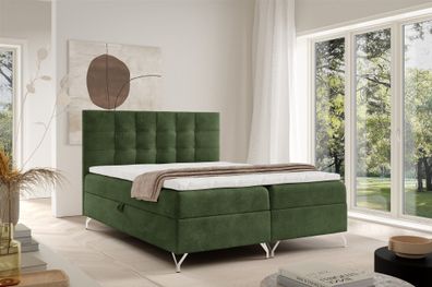 Boxspringbett Schlafzimmerbett Candela Premium 120x220cm Stoff Coral Grün