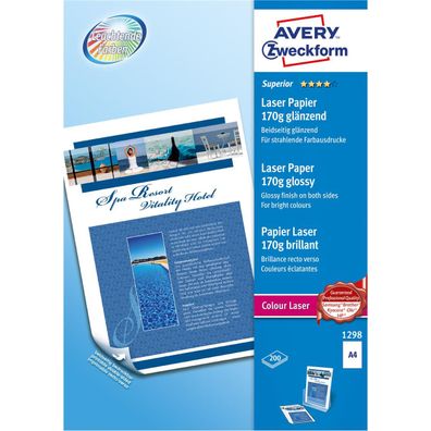 AVERY Zweckform 1298 Laser Papier Business, DIN A4, 170 g/qm