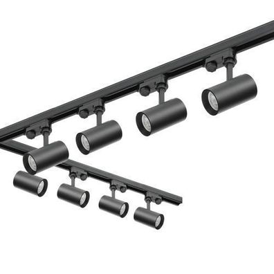 Schienensystem 8xLampe 1m Schiene, 2m Schiene, L-Verbinder, Netzteil, Kappe Schwarz
