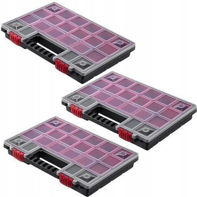 KADAX Organizer, Werkzeugkasten aus Kunststoff, mit Deckel, 34 x 25 cm, 3 Stück