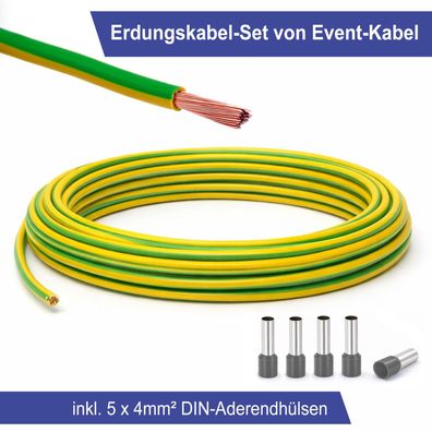 Erdungskabel 4mm² - Grün/Gelb - H07V-K - Erdungsleitung Aderleitung feindrähtig