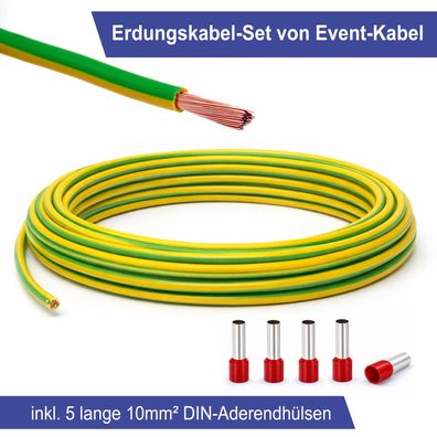 Erdungskabel 10mm² - Grün/Gelb - H07V-K - Erdungsleitung Aderleitung feindrähtig