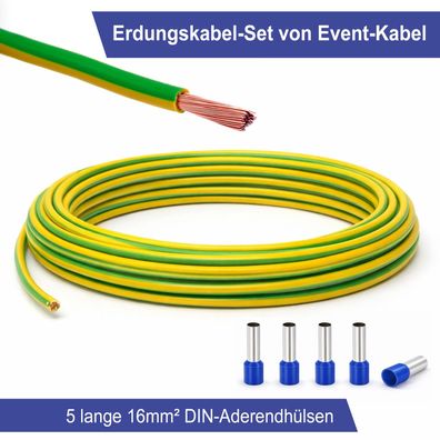 Erdungskabel 16mm² - Grün/Gelb - H07V-K - Erdungsleitung Aderleitung feindrähtig