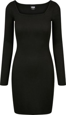 Urban Classics Damen Ladies Rib Squared Neckline Dress Black
