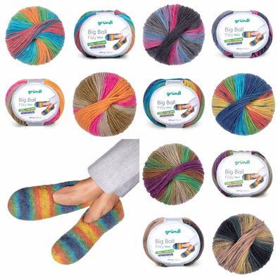 200g Gründl Big Ball Filzy 2 Filzwolle Garn Farbverlauf Stricken GP 49,95€/1kg