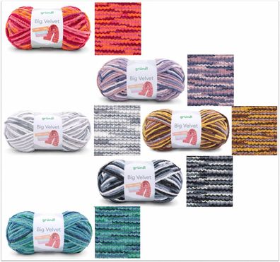 250g Gründl Big Velvet Chenillegarn Wolle bunt zum Stricken Häkeln GP 39,80€/1kg