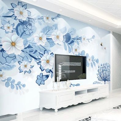 Wandtattoo Blaue Blumen Fototapete Abziehbar & Ökologisch 10404