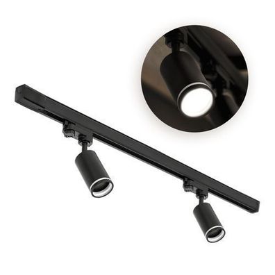 Schienensystem Komplett-Set 2x GU10 Lampe + 1m Schiene Schwarzes Set