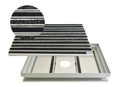 Eingangsmatte Outdoor Gummi mit Alu Wanne Ablauf langlebig