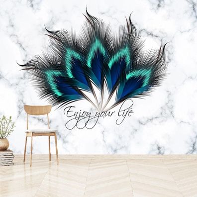 Designer Wandtattoo Federn Tapete Abziehbar & Elegant Modern 10418