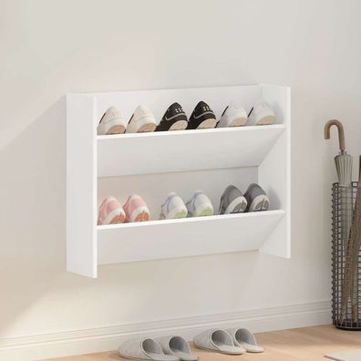 vidaXL Wand-Schuhschrank Weiß 80x18x60 cm Holzwerkstoff