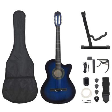 vidaXL 12-tlg. Western Gitarren-Set mit Equalizer und 6 Saiten Blau