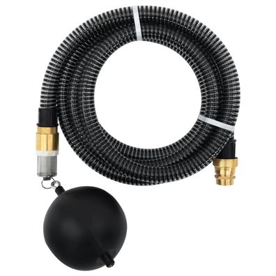 vidaXL Saugschlauch mit Messing-Anschlüssen Schwarz 1,1" 3 m PVC
