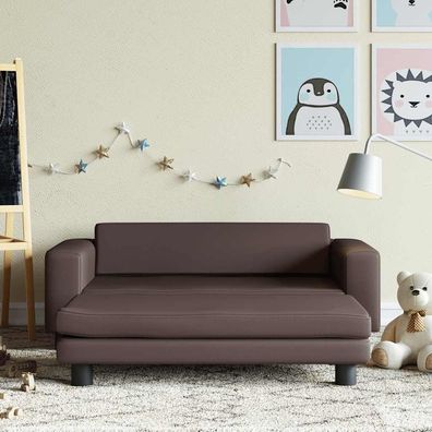 vidaXL Kindersofa mit Hocker Braun 100x50x30 cm Kunstleder