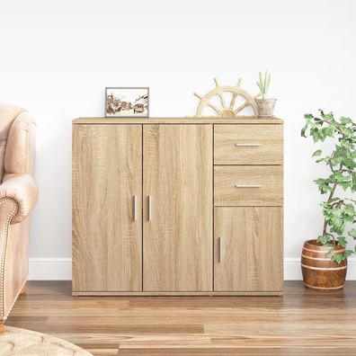 vidaXL Sideboard Sonoma-Eiche 91 x 29,5 x 75 cm Holzwerkstoff