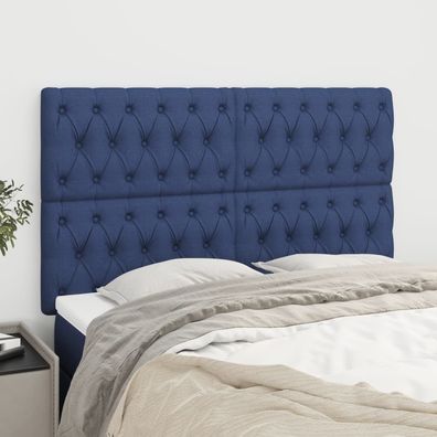 vidaXL Kopfteil Blau 144x7x118/128 cm Stoff