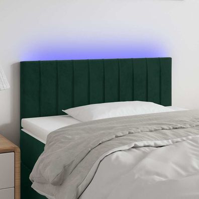 vidaXL LED Kopfteil Dunkelgrün 90x5x78/88 cm Samt