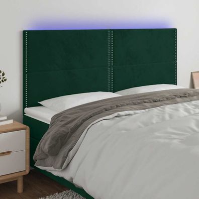 vidaXL LED Kopfteil Dunkelgrün 200x5x118/128 cm Samt