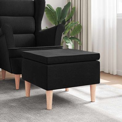 vidaXL Hocker mit Holzbeinen Schwarz Stoff
