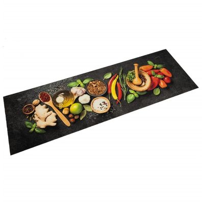 vidaXL Küchenteppich Waschbar Gewürze 60x180 cm Samt