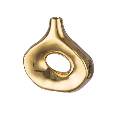 Gilde Vase, "Malta", Keramik, goldfarben, VE 2, L. 8.5 cm, B. 23.5 cm, H. 23 cm