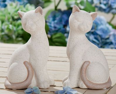 Gilde Figur, Katze, "Olbia", gesprenkelt, Keramik, creme, L. 9 cm, B. 12 cm, H