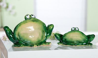 Gilde Figur, Frosch, "Froggy", Keramik, grün, L. 12 cm, B. 21 cm, H. 13 cm 28109