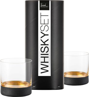Eisch Vorteilset 2 Stück 2 Whiskygläser 500/14 in Geschenkröhre COSMO GOLD 7055001