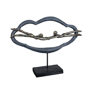 Gilde Skulptur, Wolke, "Love is in the air", Paarmotiv, Kunstharz, grau, bronzefar
