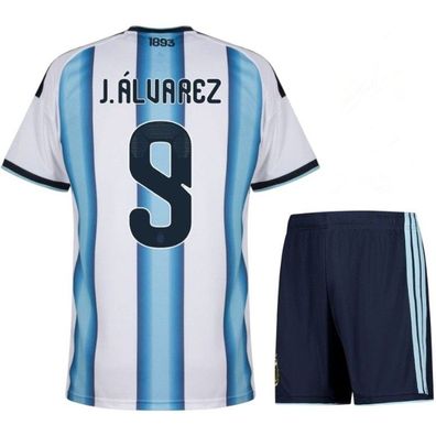 Argentinien Fußball Trikot WM 2026 Heimtrikot Set für Kinder J. Alvarez 9