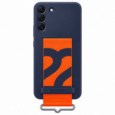 Samsung Silicone Cover with Strap für Galaxy S22 + , Navy