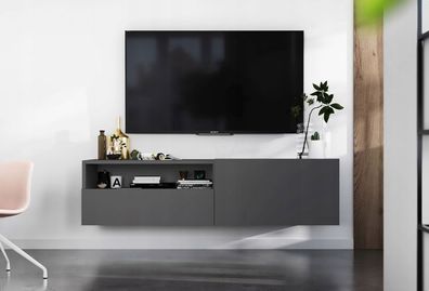 TV Schrank Loft Industrial TV-Hängeschrank mit Schublade TV Möbel Loft Graphit matt