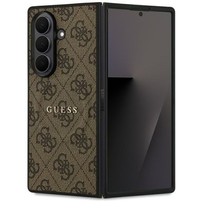 Hülle Galaxy Z Fold 7 Guess Kunstleder braun MagSafe kompatibel Logo goldfarbig