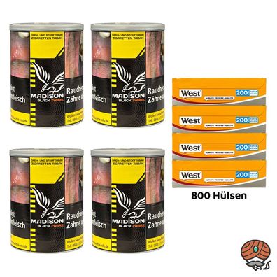 Madison Black/Schwarz Tabak Dose 4x 120g, West Yellow Hülsen