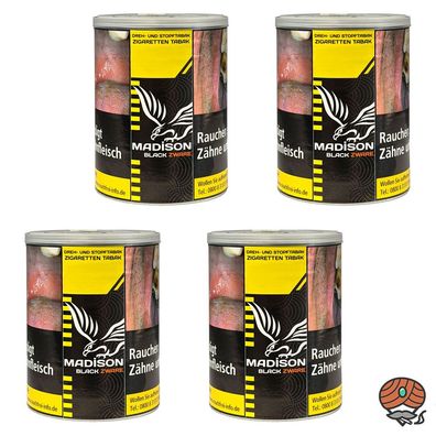 Madison Black/Schwarz 4x 120g Dose Premium Tobacco Zware Drehtabak / Stopftabak