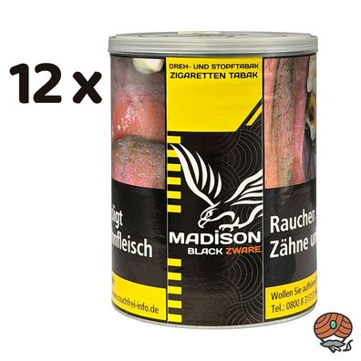 Madison Black/Schwarz 12x 120g Dose Premium Tobacco Zware Drehtabak/Stopftabak