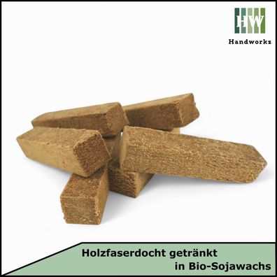 Dauerdocht aus Holz für Wachsfresser in 20x20x100mm | windbeständige Flamme