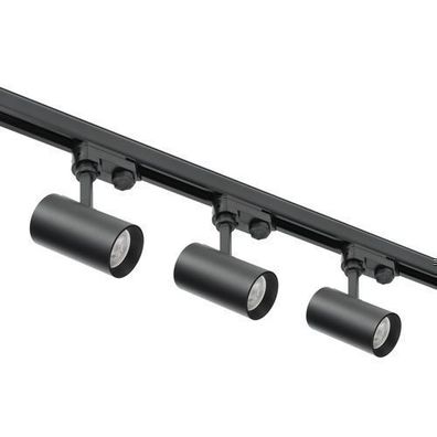 Schienensystem Komplett-Set 3x GU10 Lampe 1m Schiene, Stromversorgung Kappe Schwarz