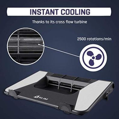 Klim Airflow + Laptop Kühler & Ständer für 10"-17" Notebook mit 2.500 U/min