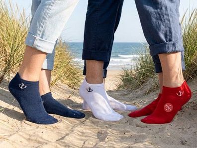 Damen Sneaker Socken 3er-Pack - Uni Anker Look
