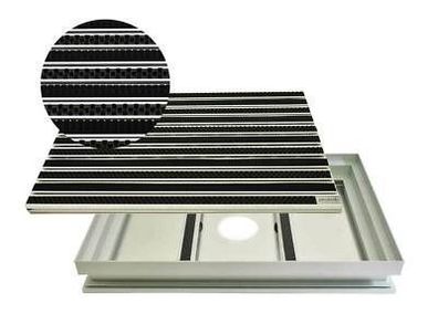 Set Eingangsmatte Gummi Bürste ALU Schmutzfangwanne rutschsicher langlebig