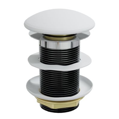 HAGO® Ablaufventil Weiß Waschbecken ohne Überlauf Push-Open Garnitur 1 1/4" Univ